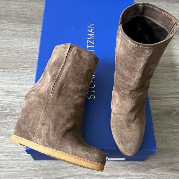 Stuart Weitzman Bootscout Suede Ankle Wedge Booties - Picture 5 of 10